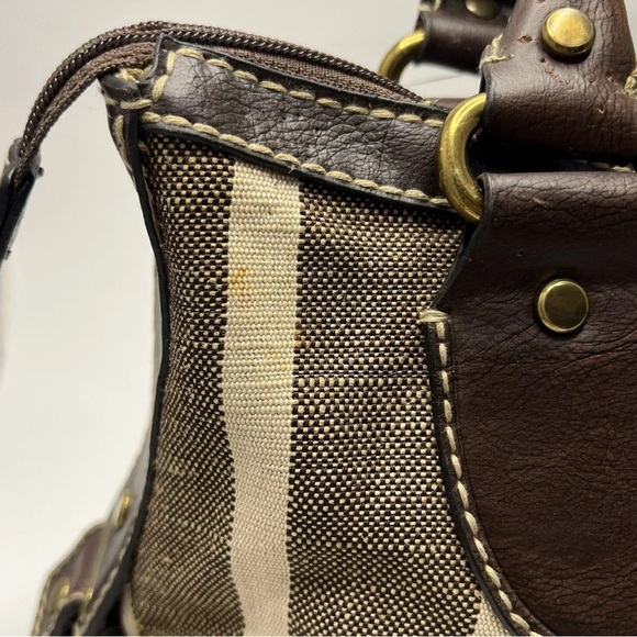 Fossil Reedan Stripe Deadstock Vintage Y2K Striped Satchel Bag Purse Woven - Picture 11 of 16